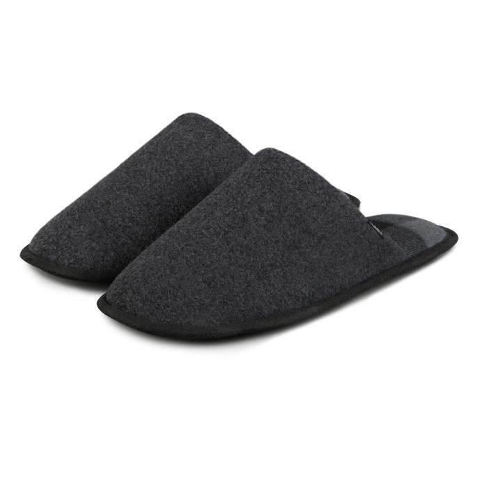 totes toasties® Mens Jersey Mule Slippers With Check Lining Charcoal Extra Image 2